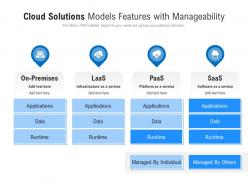Cloud solutions models features with manageability