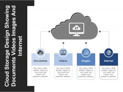 Cloud storage design showing documents videos images and internet