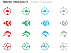 Cloud target wifi settings ecg signals ppt icons graphics