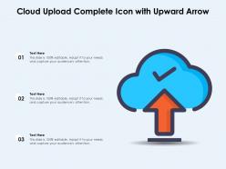 Cloud upload complete icon with upward arrow