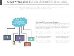 Cloud with multiple device connectivity social icons flat powerpoint design