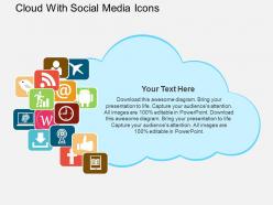 Cloud with social media icons flat powerpoint design