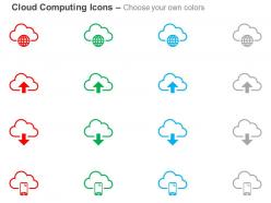Clouds data upload download mobile technology ppt icons graphics