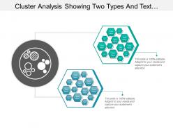 Cluster analysis showing two types and text boxes with icon