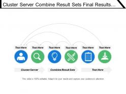 Cluster server combine result sets final results reporting tools