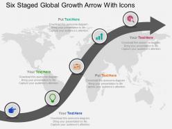 Cm five staged global growth arrow with icons flat powerpoint design