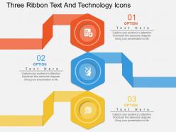 Cm three ribbon text and technology icons flat powerpoint design
