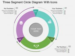 Cn three segment circle diagram with icons flat powerpoint design