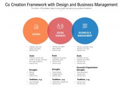 Co creation framework with design and business management