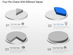 Co four pie charts with different values powerpoint template