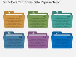 Co six folders text boxes data representation flat powerpoint design