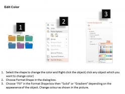Co six folders text boxes data representation flat powerpoint design