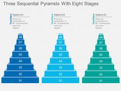 Co three sequential pyramids with eight stages flat powerpoint design
