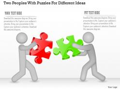 Co two peoples with puzzles for different ideas powerpoint template