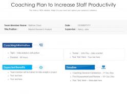 Coaching plan to increase staff productivity