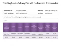 Coaching service delivery plan with feedback and documentation
