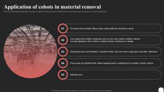 Cobot Tasks It Application Of Cobots In Material Removal Ppt Show Designs Download