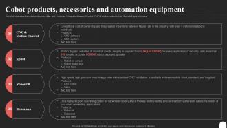 Cobot Tasks It Cobot Products Accessories And Automation Equipment Ppt Professional Slide Portrait