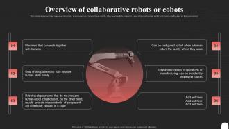 Cobot Tasks It Overview Of Collaborative Robots Or Cobots Ppt Portfolio Infographic Template