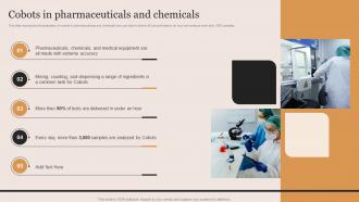 Cobots In Pharmaceuticals And Chemicals Cobots Applications Ppt Show Designs Download