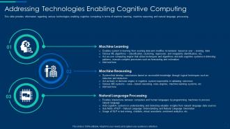 Cognitive computing strategy addressing technologies enabling cognitive computing