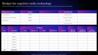 Cognitive Sensors Budget For Cognitive Radio Technology