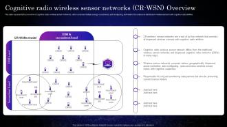 Cognitive Sensors Cognitive Radio Wireless Sensor Networks CR WSN Overview