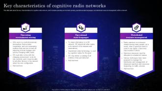 Cognitive Sensors Key Characteristics Of Cognitive Radio Networks