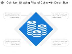 Coin icon showing piles of coins with dollar sign