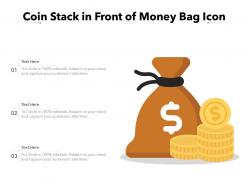Coin stack in front of money bag icon