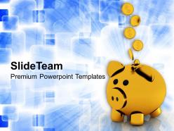 Coins falling in golden piggy future powerpoint templates ppt themes and graphics 0213