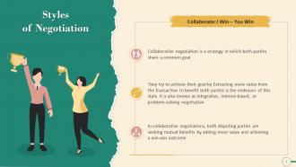 Collaborate Style Of Negotiation I Win You Win Training Ppt
