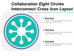 Collaboration eight circles interconnect cross icon layout