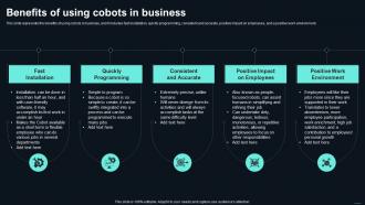 Collaborative Robots Benefits Of Using Cobots In Business Ppt Professional Infographic Template