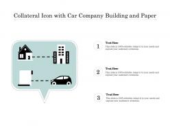 Collateral icon with car company building and paper