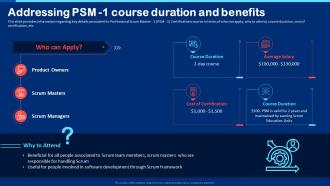 Collection Of Scrum Certificates Addressing PSM 1 Course Duration And Benefits