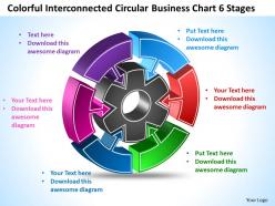 Coloful interconnected circular business chart 6 stages templates ppt presentation slides 812