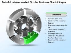 Coloful interconnected circular business chart 6 stages templates ppt presentation slides 812
