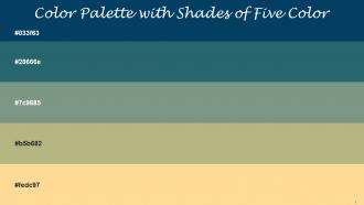 Color Palette With Five Shade Astronaut Blue Casal Spanish Green Swamp Green Golden Glow