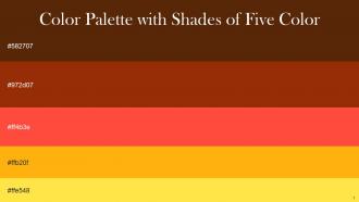 Color Palette With Five Shade Brown Bramble Totem Pole Sunset Orange Sun Gorse