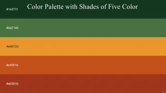 Color Palette With Five Shade Celtic Fern Green Fire Bush Orange Roughy Cognac