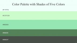 Color Palette With Five Shade Clear Day Snowy Mint Algae Green Spring Leaves Gray Asparagus