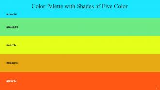Color Palette With Five Shade Cyan Aqua Pastel Green Chartreuse Yellow Gold Tips Orange