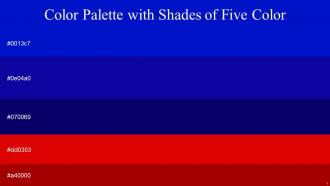 Color Palette With Five Shade Dark Blue Ultramarine Navy Blue Monza Bright Red
