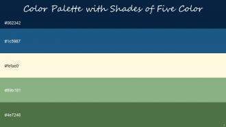 Color Palette With Five Shade Deep Cove Blumine Off Yellow Bay Leaf Fern Green