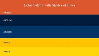 Color Palette With Five Shade Flame Pea Midnight Midnight Blue Amber Gold