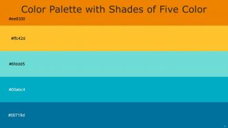 Color Palette With Five Shade Gold Drop Sunglow Aquamarine Blue Pacific Blue Allports