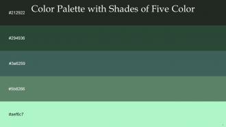 Color Palette With Five Shade Heavy Metal Plantation Mineral Green Spring Leaves Magic Mint