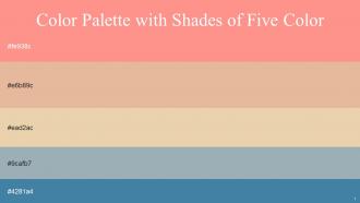 Color Palette With Five Shade Mona Lisa Cashmere Chamois Gull Gray Steel Blue