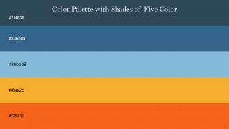 Color Palette With Five Shade Pickled Bluewood Calypso Half Baked Sea Buckthorn Flamingo